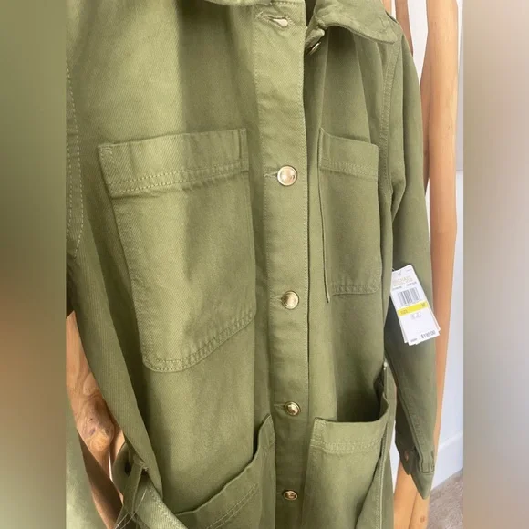 New MICHAEL KORS SMOKY OLIVE COTTON JACKET Size:M - Picture 6 of 10